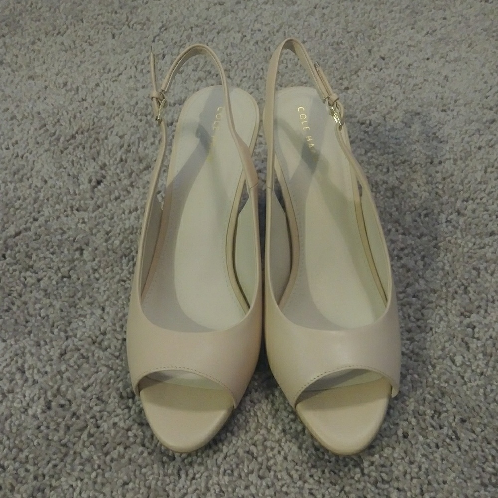 Cole Haan Beige Peep Toe Heels